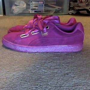 Puma Suede Heart Athletic Shoe Fuchsia